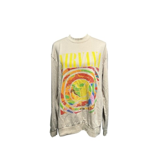 Nirvana Happy Face Logo Cotton Blend Crew Sweatshirt Size Medium nostalgia - Picture 1 of 6